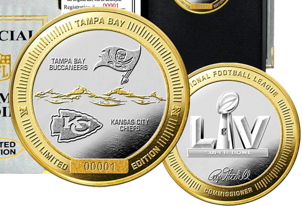 This coin was used in Super Bowl LV, which the Chiefs lost 31-9 to the Tampa Bay Buccaneers.