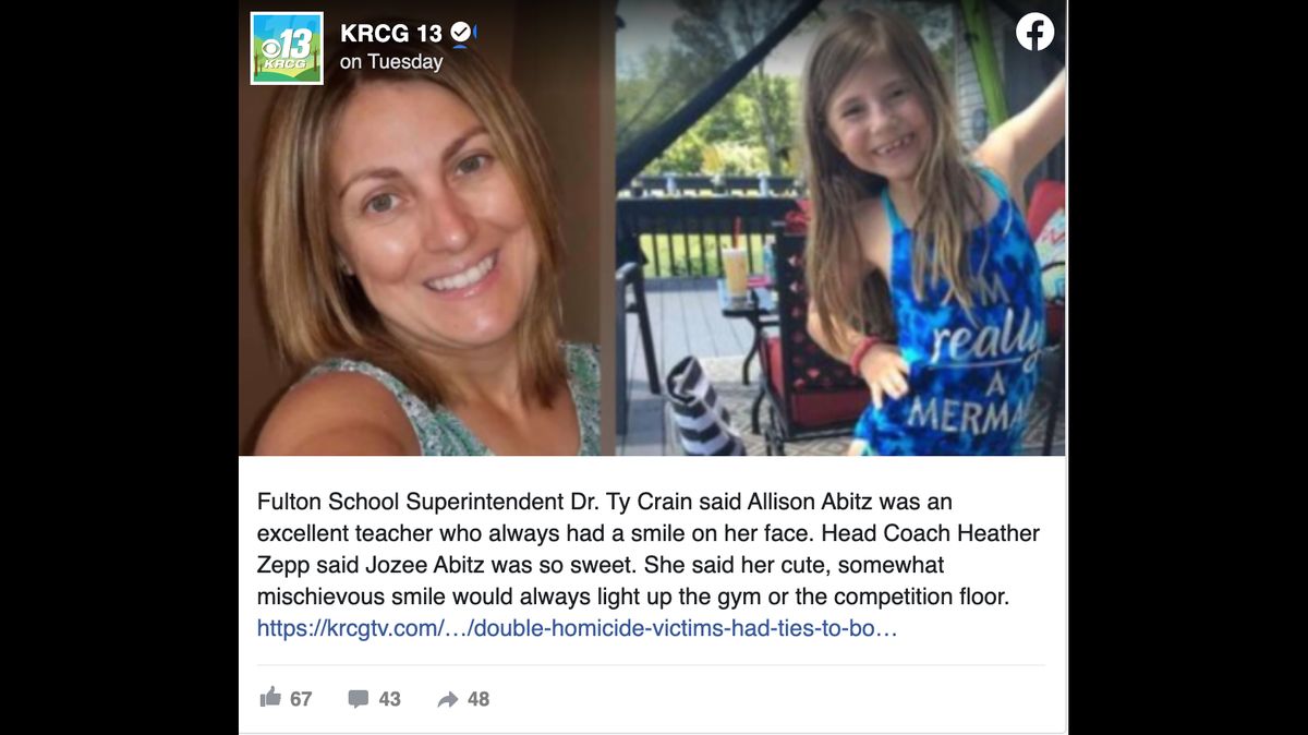 The boyfriend of Allison Abitz was accused of killing her and her 11-year-old daughter, Jozee Abitz, in Boone County, MO.