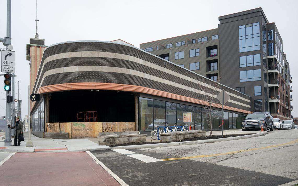 In 2021, Lux Living of St. Louis began converting the historic Katz Drug Store at Main Street and Westport Road, into a luxury apartment complex. Construction is progressing on March 4, 2026.