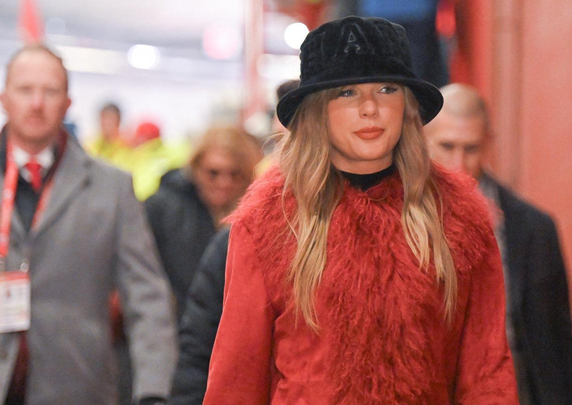 Taylor Swift arrives before the Chiefs’ game with the Houston Texans on Saturday Dec. 21, 2024, at GEHA Field at Arrowhead Stadium.
