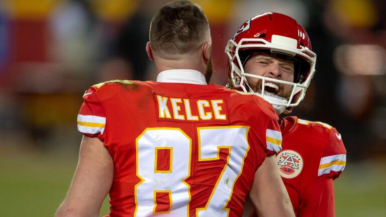 Travis Kelce opens up on Harrison Butker as a Chiefs teammate and his speech