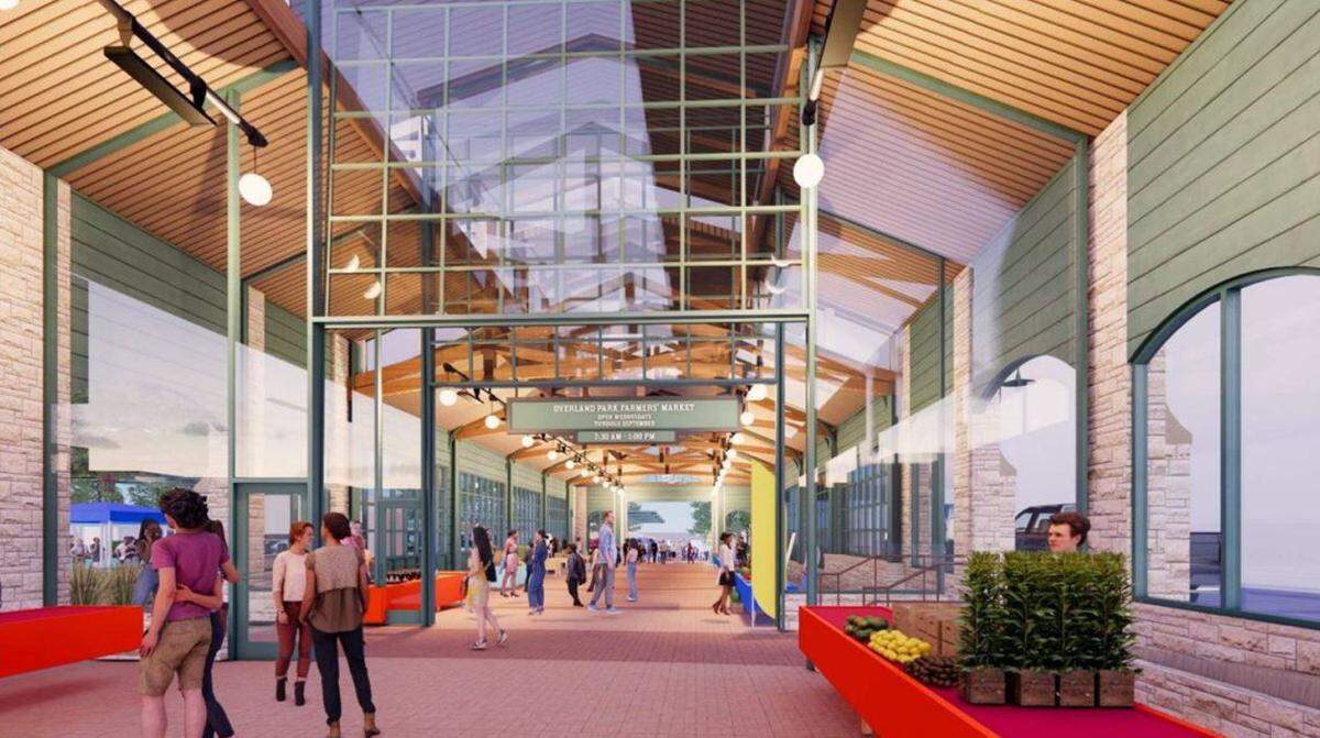 Overland Park’s new downtown farmers market would include an indoor, year-round pavilion that could be used for events. 