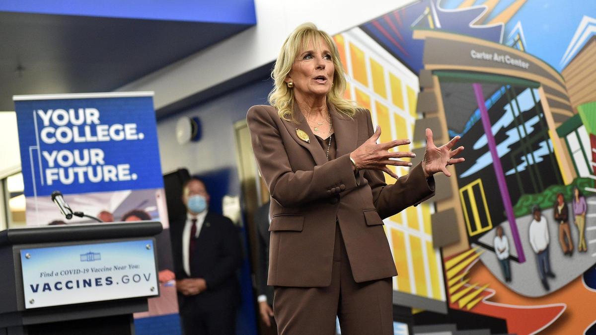 First Lady Jill Biden visited the Penn Valley campus of Metropolitan Community College in Kansas City, Missouri, Thursday, May 27, 2021. The White House has announced she will visit Kansas City, Kan., on Oct. 12.