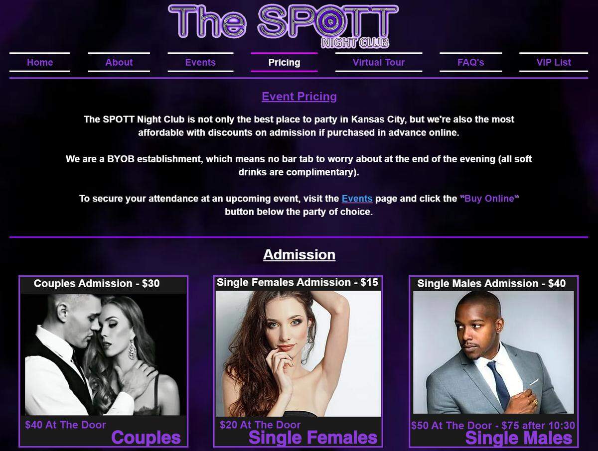 The pricing policy for The Spott is outlined on the club’s website.