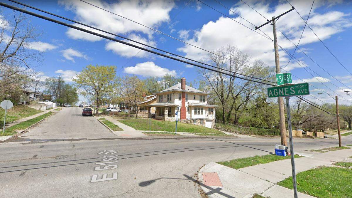 Kansas City police were called to an outdoor disturbance late Saturday, March 6, 2021, in the 5000 block of Agnes Avenue. There, officers found two men with fatal gunshot wounds in front of a home just north of East 51st Street and Agnes Avenue. A Google Maps street view image from April 2019 shows the area.