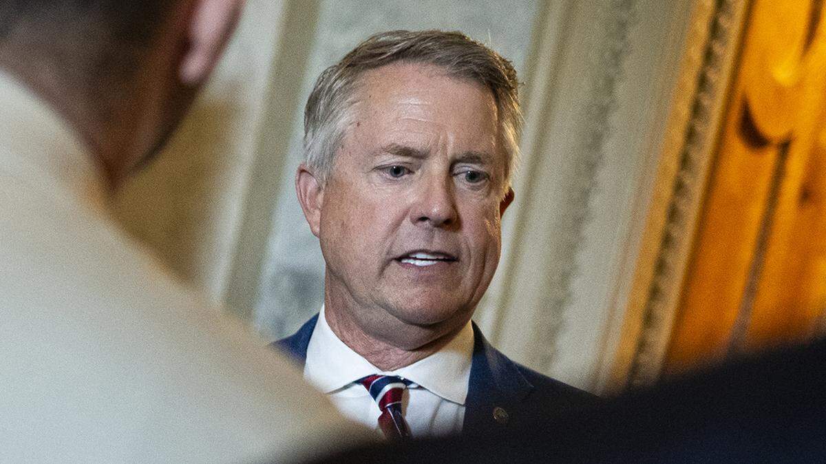 Senator Roger Marshall (R-KS) speaks to media at the U.S. Capitol, in Washington, D.C., on Thursday, June 13, 2024. (Graeme Sloan/Sipa USA)