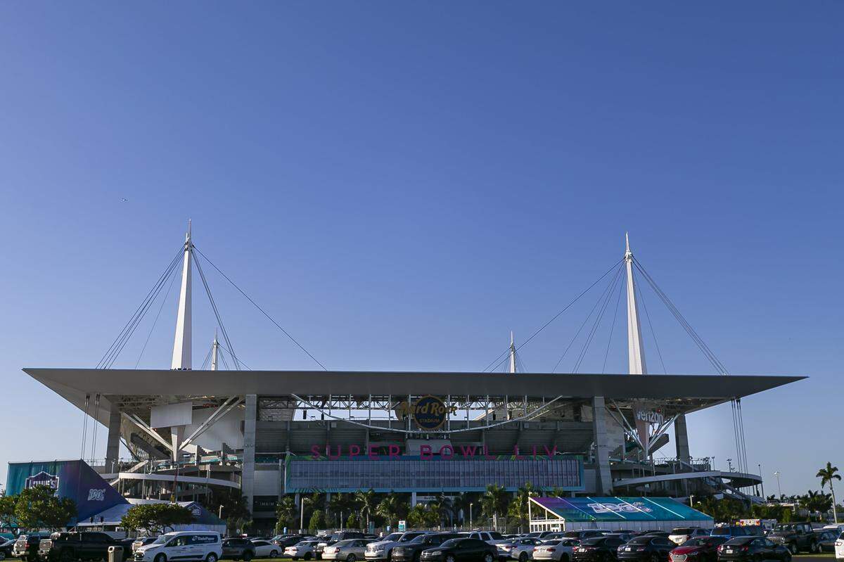 A view of the Hard Rock Stadium in Miami Gardens, Florida on Tuesday, January 21, 2020. The San Francisco 49ers and the Kansas City Chiefs will face off against each other at the stadium during Super Bowl 54 on February 2, 2020.