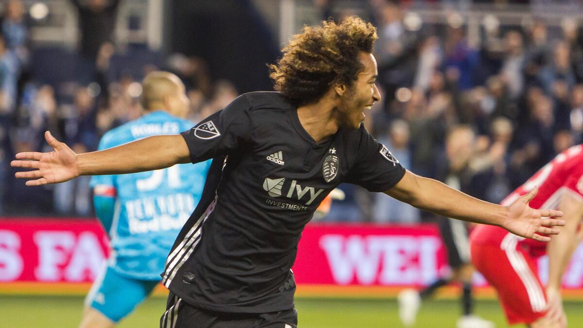 Sporting Kansas City forward Gianluca Busio connected against the New York Red Bulls in the 88th minute for his third goal in as many games. He’s just 16.