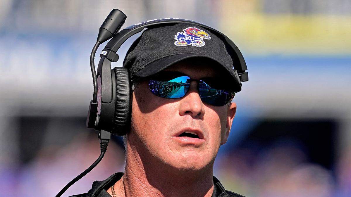 Kansas head football coach Lance Leipold watches during the second half of his team’s game against TCU Saturday, Oct. 8, 2022, in Lawrence.