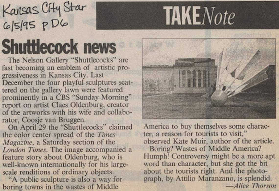 A clip of The Kansas City Star from June 1995 shows how the Shuttlecocks were already bringing Kansas City additional attention.