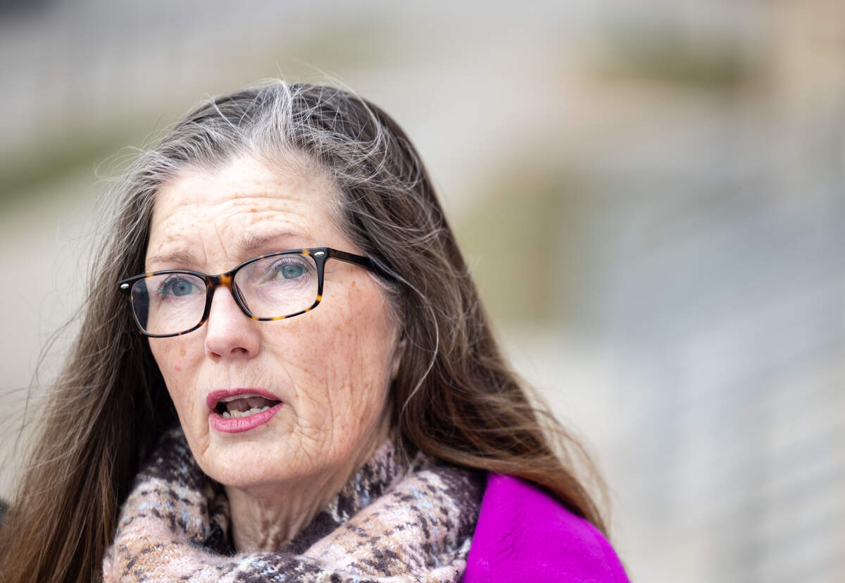 Cindy Caswell speaks at a news conference on Thursday, the eighth anniversary of her daughter Libby Caswell’s death in Independence.
