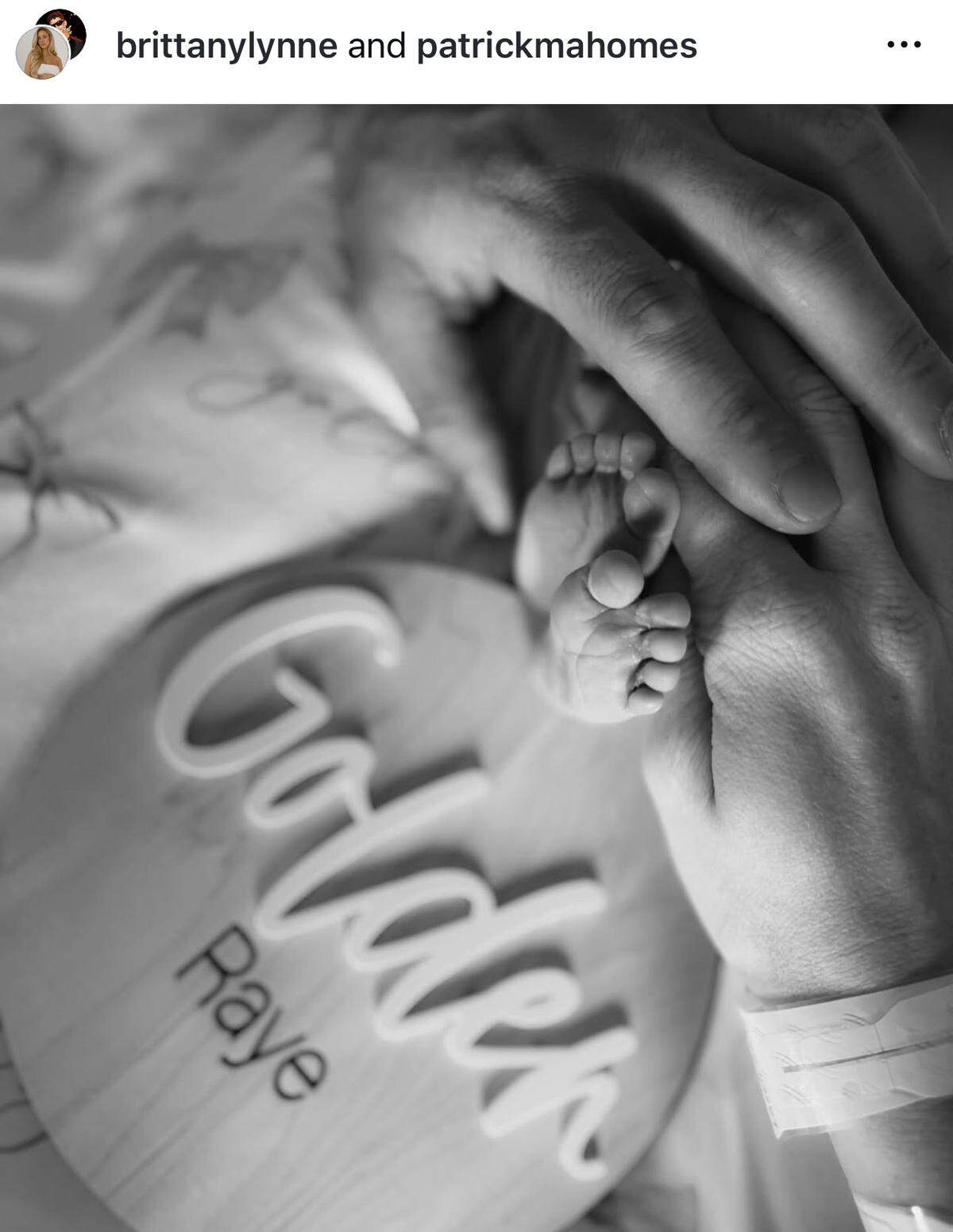 Brittany and Patrick Mahomes announced the birth of their third child on social media Monday.
