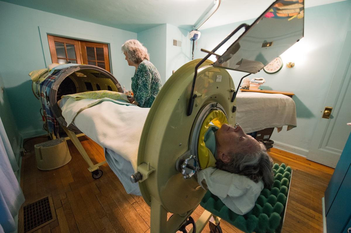 Despite all the effort it takes to get into the iron lung, Mona Randolph has one word for being sealed up in the machine for the night: “Relief.”