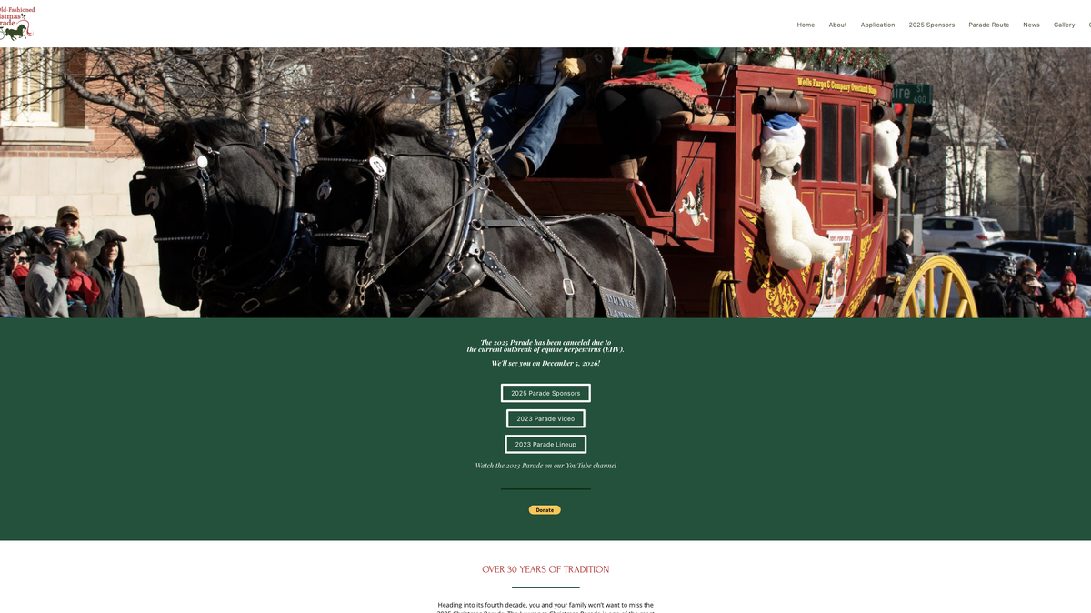The Lawrence Old-Fashioned Christmas Parade was canceled Tuesday as a result of an outbreak of equine herpesvirus (EHV) affecting horses in eight states across the country. This screenshot of the Lawrence Old-Fashioned Christmas Parade was taken on Nov. 25, 2025.