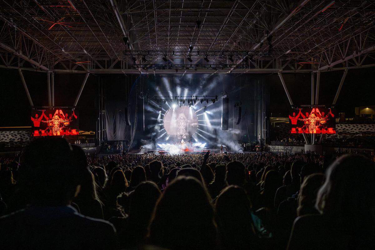 Singer Kesha performs the song “Joyride” during her Freedom Tour at the Morton Amphitheater on Wednesday, June 3, 2026, in Riverside.