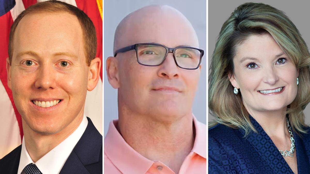 Democratic candidates from left, State Sen. Ethan Corson, Marty Tuley and Cindy Holscher