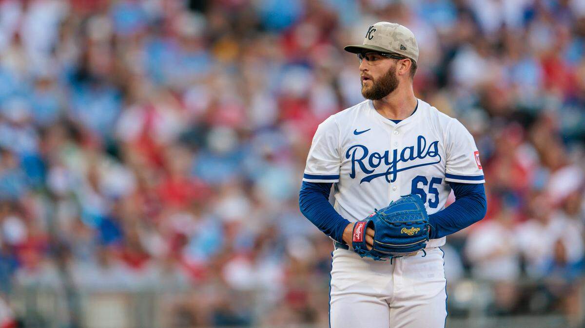 Kansas City Royals pitcher Noah Cameron (65) on the mound during the first inning against the St. Louis Cardinals at Kauffman Stadium.