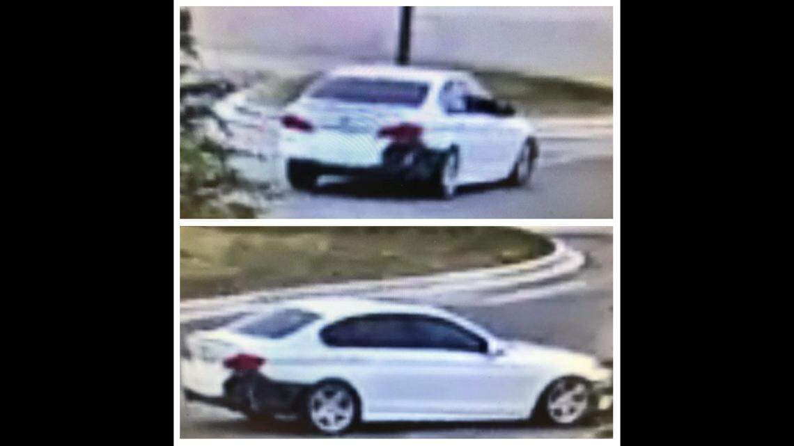 The suspects pulled up in the victim’s driveway inside of a white BMW with a partially black back bumper, according to investigators.