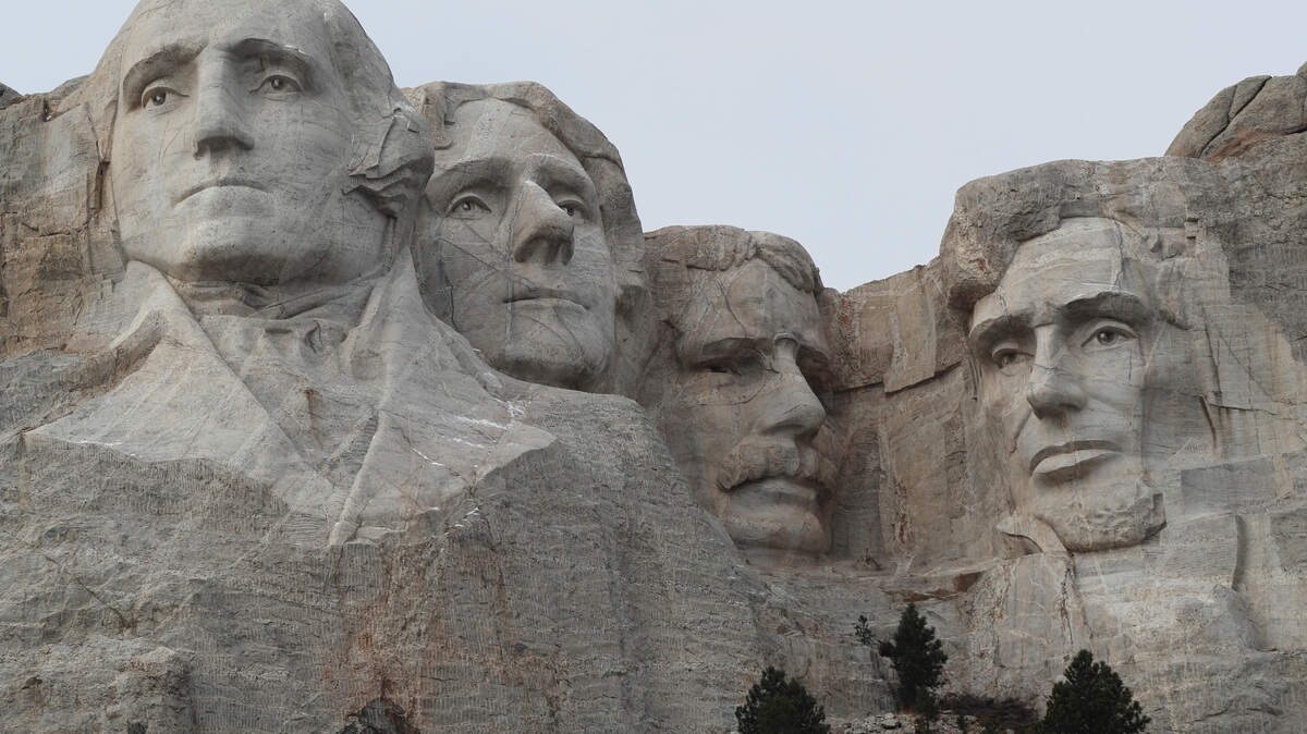 In this Dec. 9, 2016, file photo, the faces of the presidents that make up the Mount Rushmore monument are shown near Keystone, S.D.