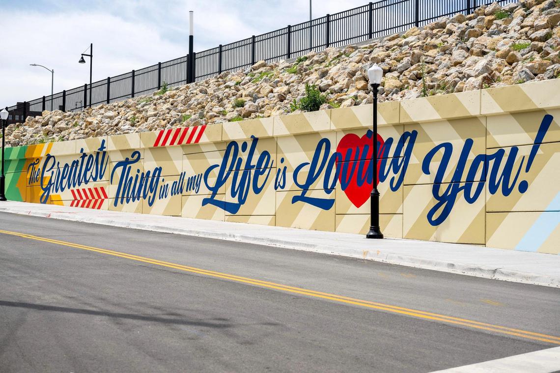 The mural covers 4,000 square feet of retaining walls and stretches for two blocks.