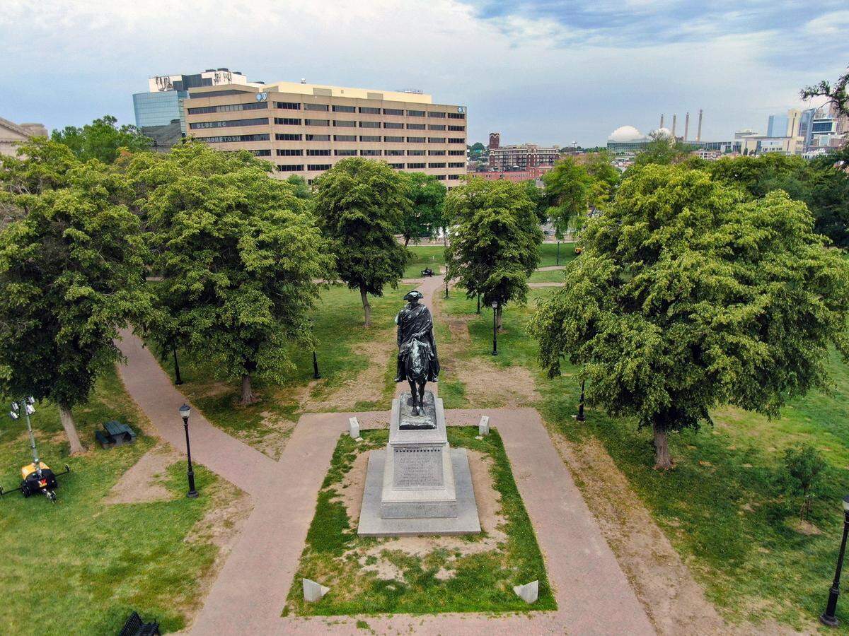 Washington Square Park, 100 E. Pershing Rd., is 5-acre park located east of Union Station and north of Crown Center. The location, seen on Tuesday, June 17, 2025, is being discussed as a possible site for the Kansas City Royals downtown stadium