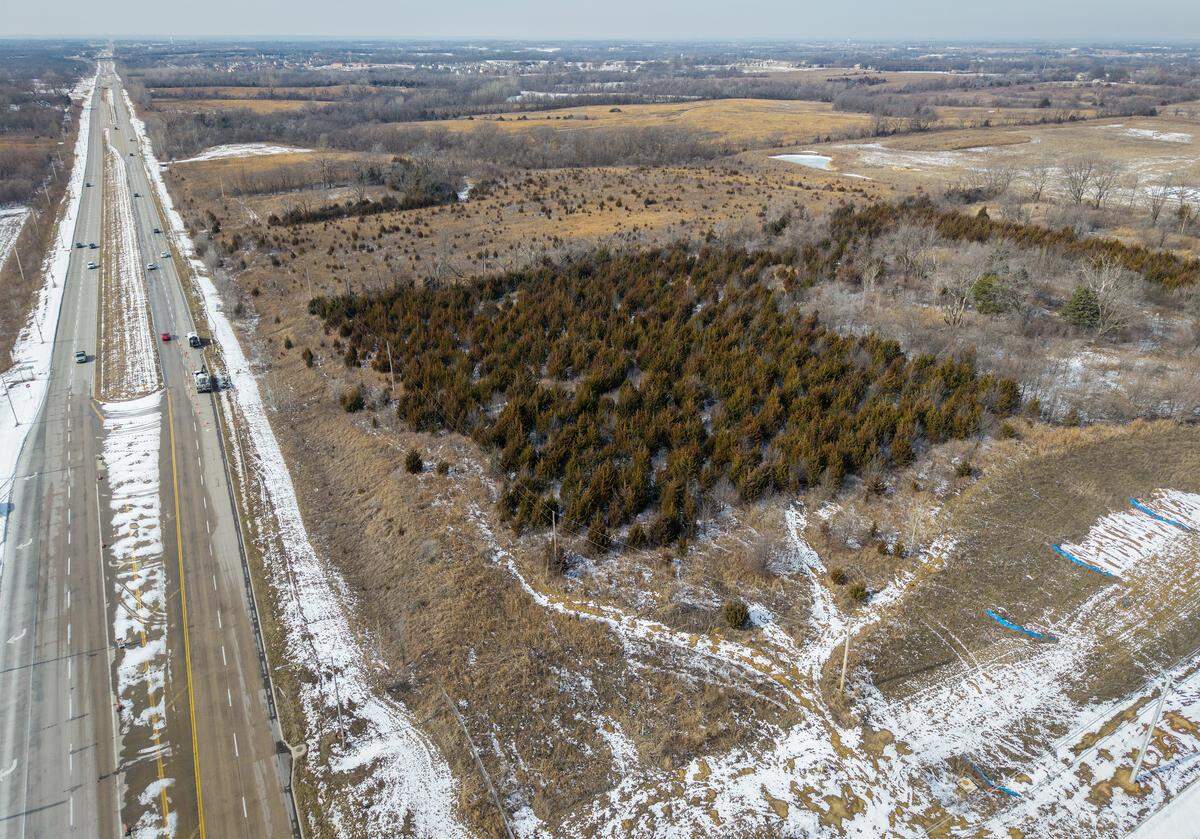 The Kansas City Chiefs are said to be looking for a stadium site in Wyandotte County. This view shows a large tract of land north of State Avenue, looking northwest from near N. 118th Street on Monday, Feb. 2.