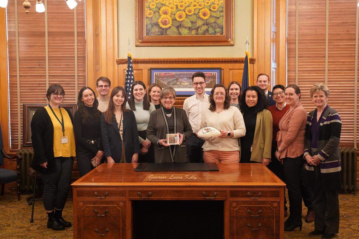 Kansas governor Laura Kelly and her staff in Topeka.