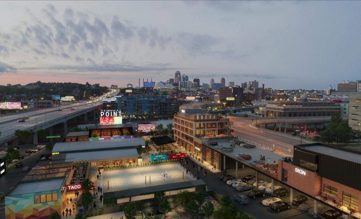 Plans are in the works for a possible new entertainment district in Kansas City called Pennway Point. Renderings show the future view from a giant observation wheel looking toward Kansas City’s downtown.