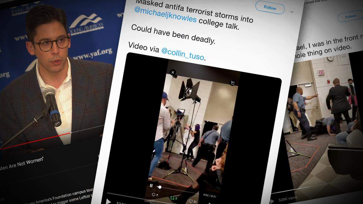 Conservative commentator Michael Knowles inflamed students when he spoke at University of Missouri-Kansas City. Videos of the talk and protests appeared on Twitter.