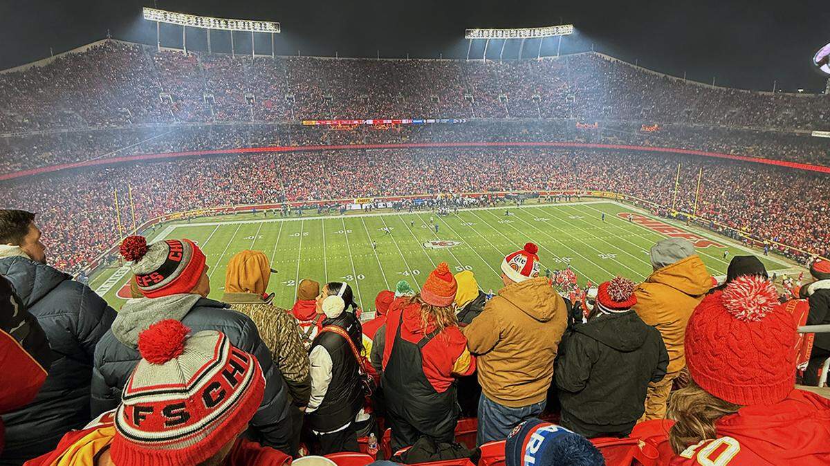 Fans watch the Kansas City Chiefs play the Houston Texans at Arrowhead Stadium on Dec. 7, 2025.