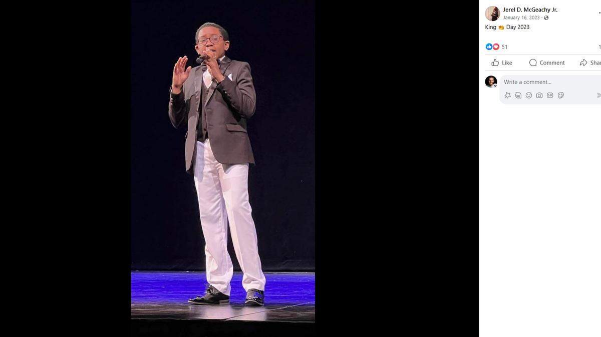 Jerel McGeachy Jr., as seen in screenshot of a photo posted on his Facebook page in January 2023.