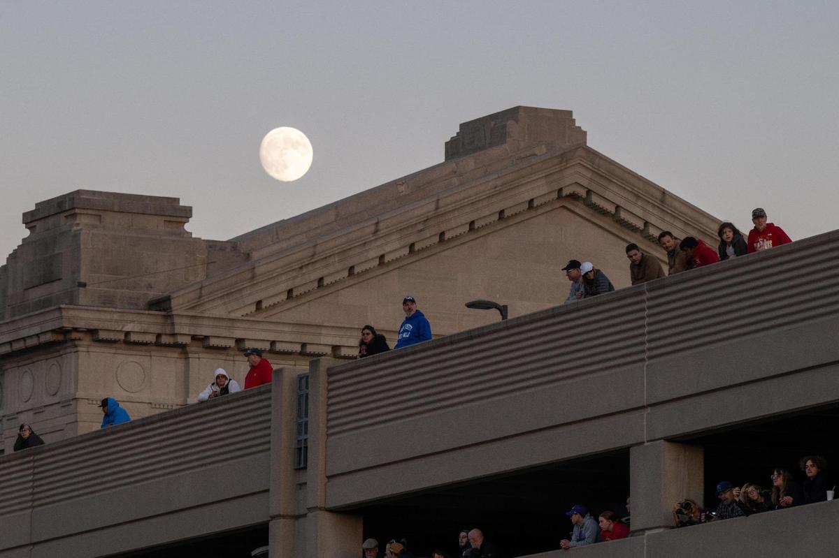 Train enthusiasts gathered near Union Station to watch Union Pacific’s Big Boy roll into Kansas City on Tuesday, Oct. 15, 2024. People came from across the region to catch a glimpse of the World War II-era locomotive.