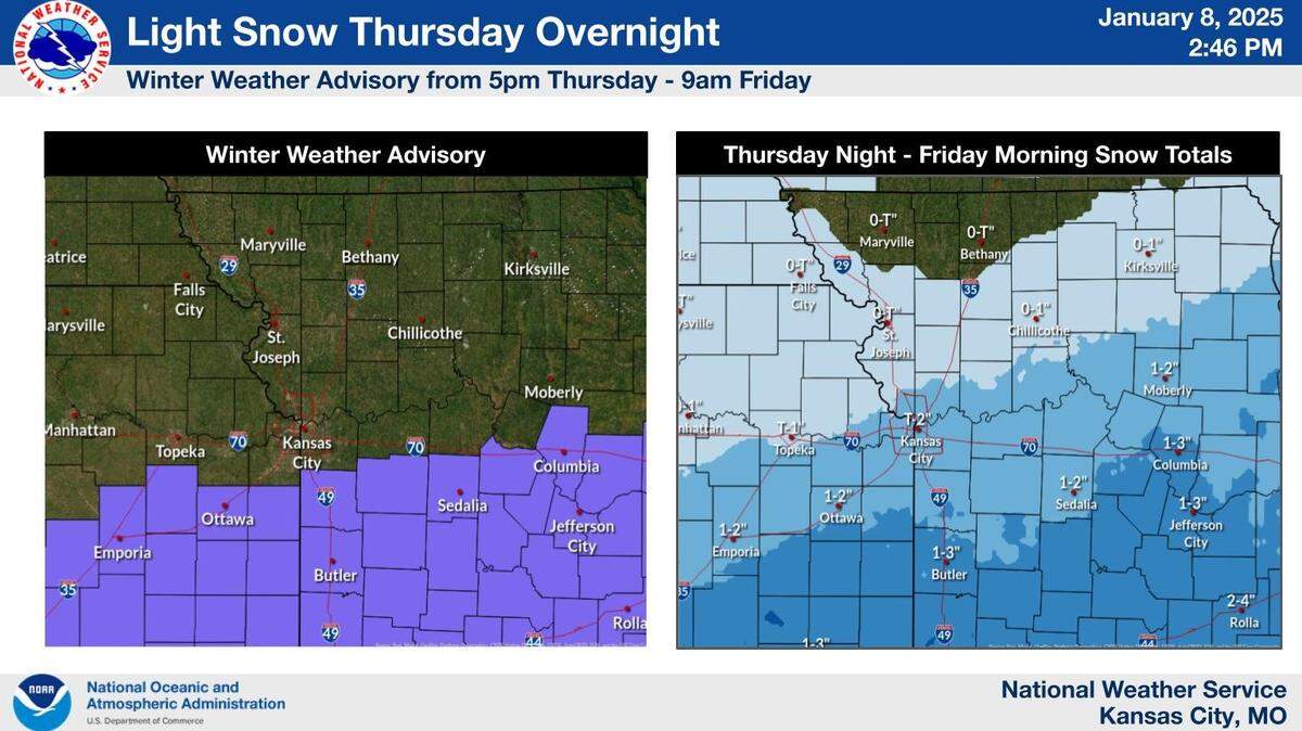 The National Weather Service issued. a winter weather advisory for Thursday night into Friday morning.
