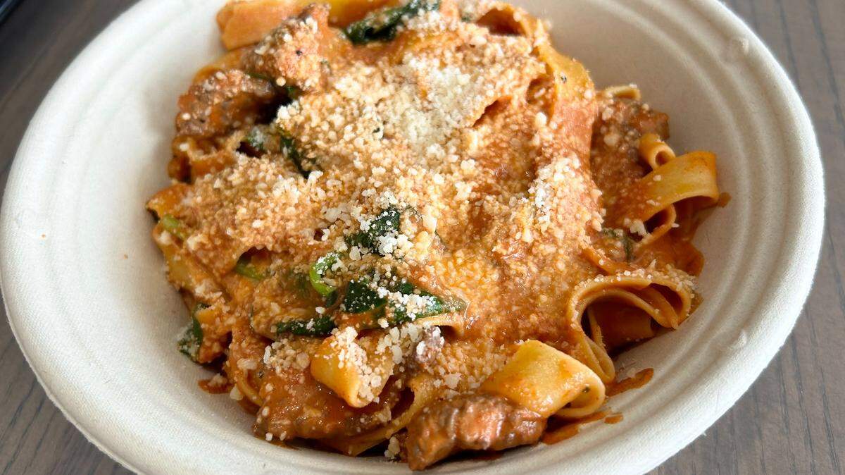 Beef stroganoff is one of several pasta dishes on the menu at Simon’s Pasta.