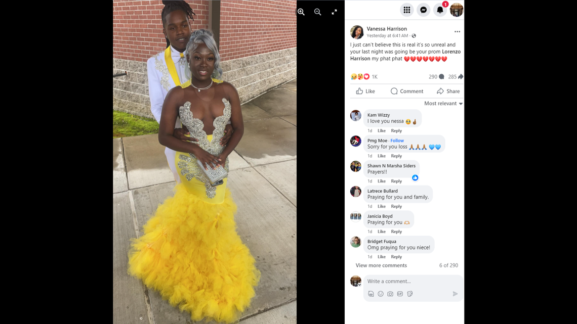 Lorenzo Harrison III poses with his prom date. Harrison was killed at a party in West Helena after the school’s prom, according to Arkansas State Police.