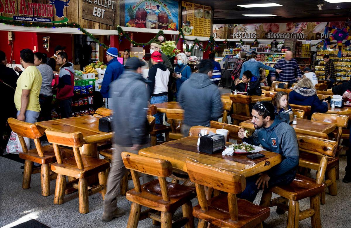 As its name suggests, Carniceria y Tortilleria San Antonio is a butcher shop and a place to get fresh tortillas. But it is also a grocery market and a taqueria with counter service.