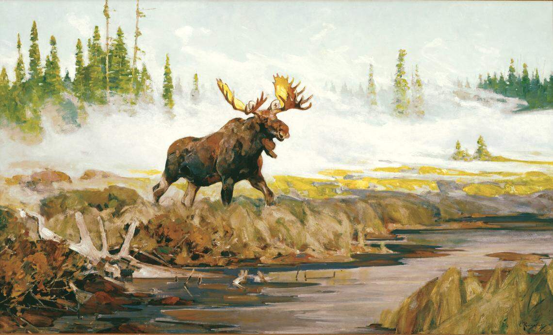 Carl Rungius (German, 1869–1959).&nbsp;Morning Mist, circa 1930, from “Survival of the Fittest” exhibition at the Nelson-Atkins Museum of Art