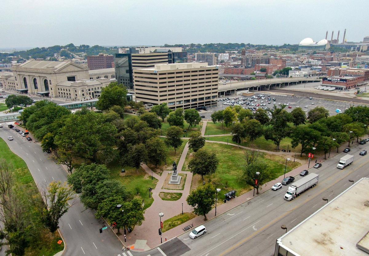 Washington Square Park, 100 E. Pershing Rd. is 5-acre park located east of Union Station and north of Crown Center. The location is being discussed as a possible site for the Kansas City Royals downtown stadium. 082024.