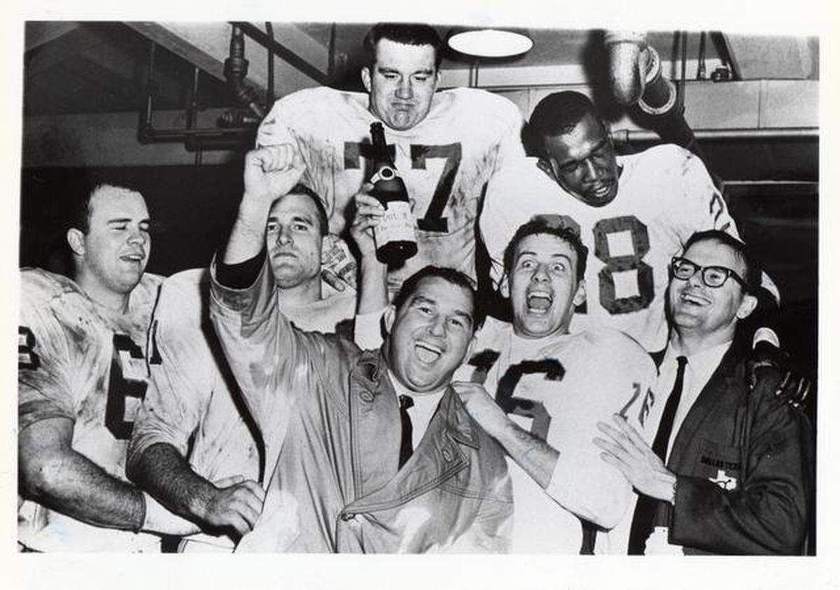 The game has a passionate relationship with the people, places that make up life in this part of the Midwest. Front, left to right: Marvin Terrell, Tommy Brooker, Hank Stram, Len Dawson and Lamar Hunt. Back, left to right: Jim Tyrer, Abner Haynes. Before they became the Kansas City Chiefs.