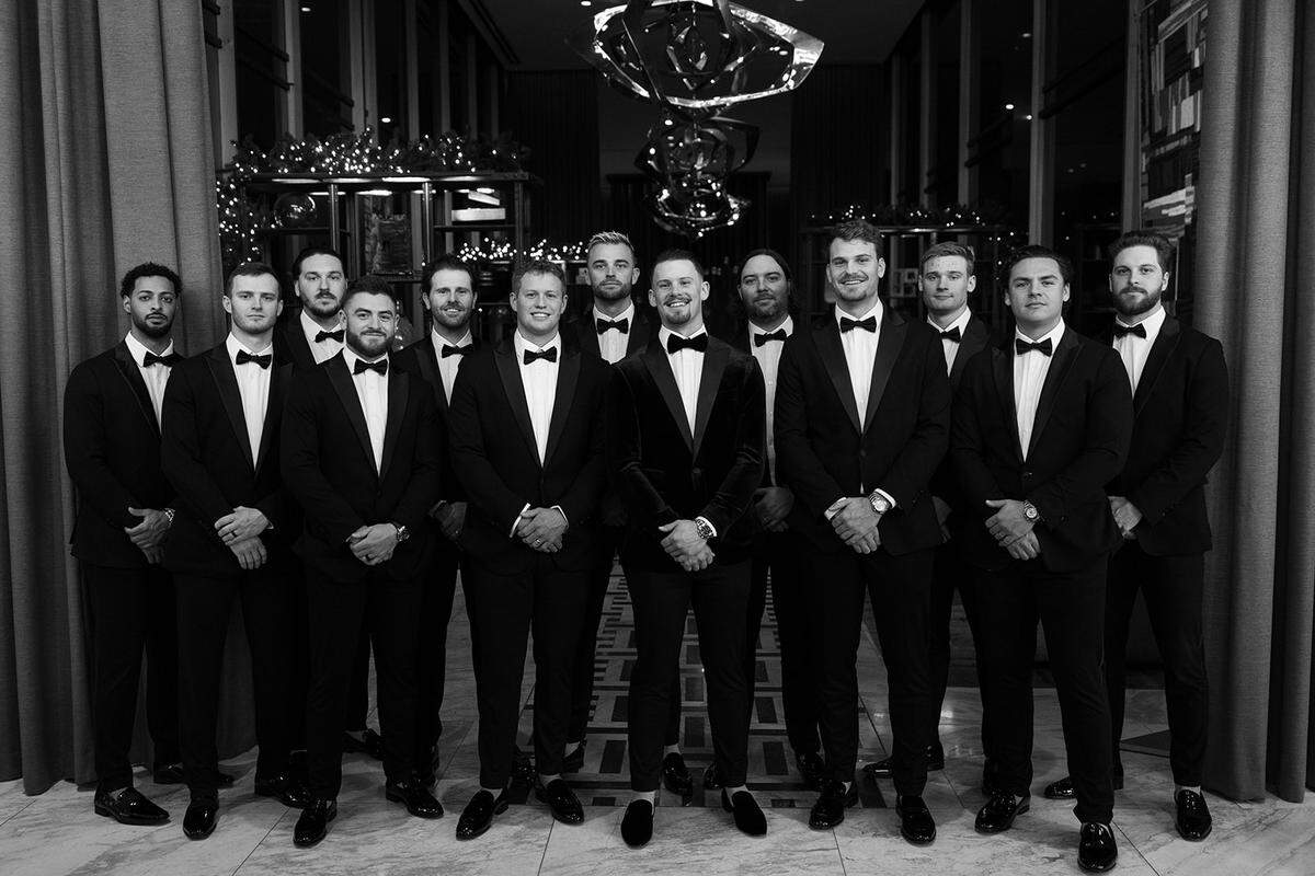 Among the Royals who joined Bobby Witt Jr. at his wedding were MJ Melendez, Vinnie Pasquantino, Kyle Isbel and Nick Pratto.