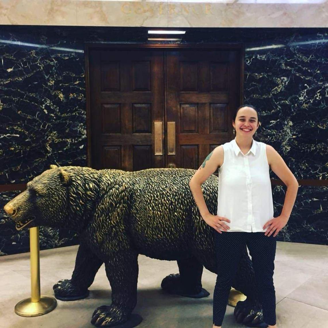 Katarina Sayally posed for this photo outside the California governor’s office in Sacramento. Photo courtesy of Katarina Sayally