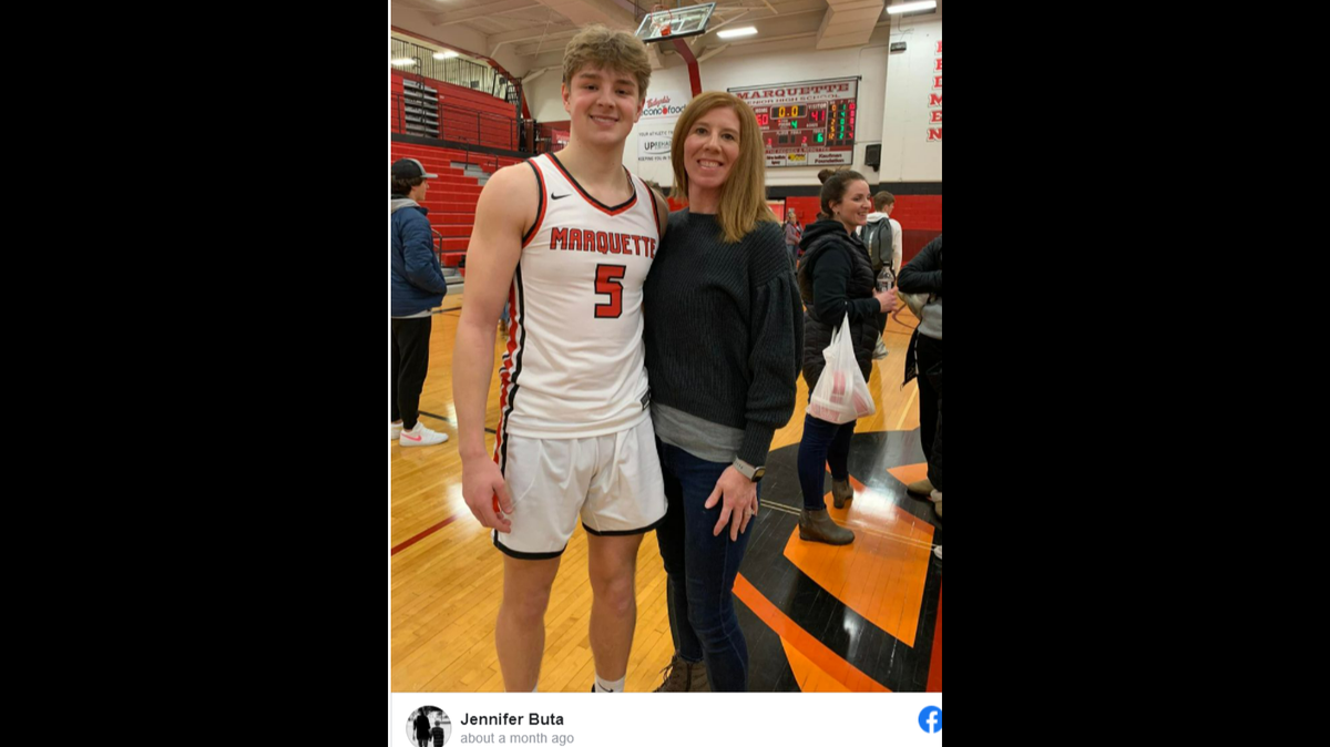 Jordan John DeMay (left) with his mother. DeMay, of Marquette Township, Michigan, died by suicide within hours of falling victim to an online extortionist who targeted him through Instagram. His parents asked local police to share his name and details of what happened leading up to his death.