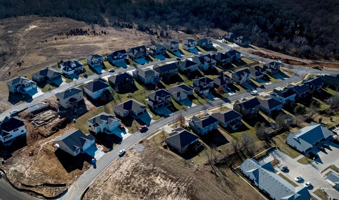 Dozens of new single-family homes and duplexes are being sold as fast as they are built in the small town of De Soto in northwest Johnson County.