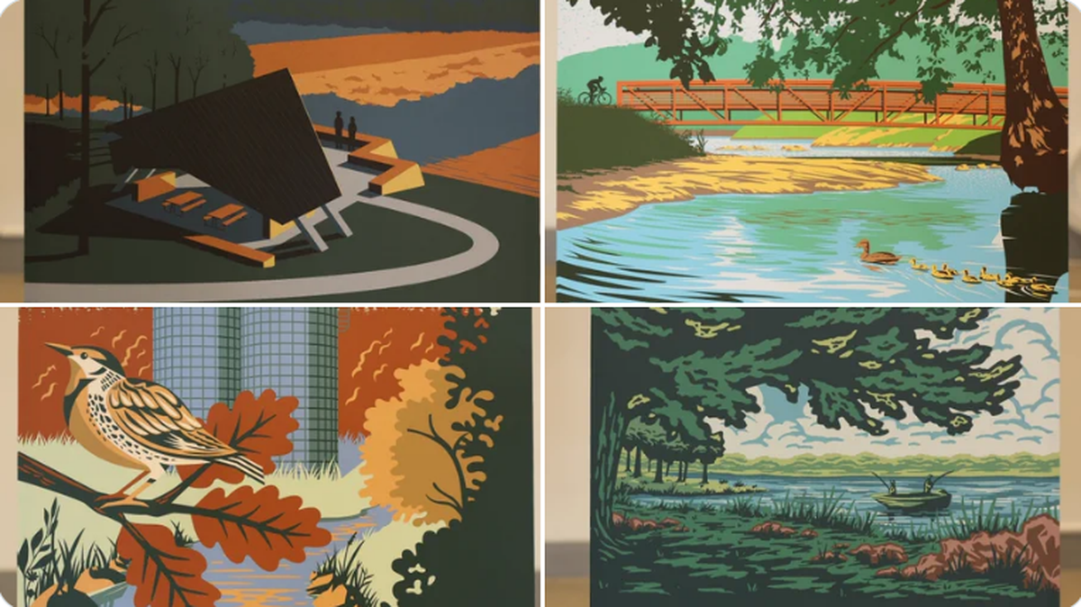 The Johnson County Park and Recreation District sponsored the production of four WPA-style artworks featuring local parks.