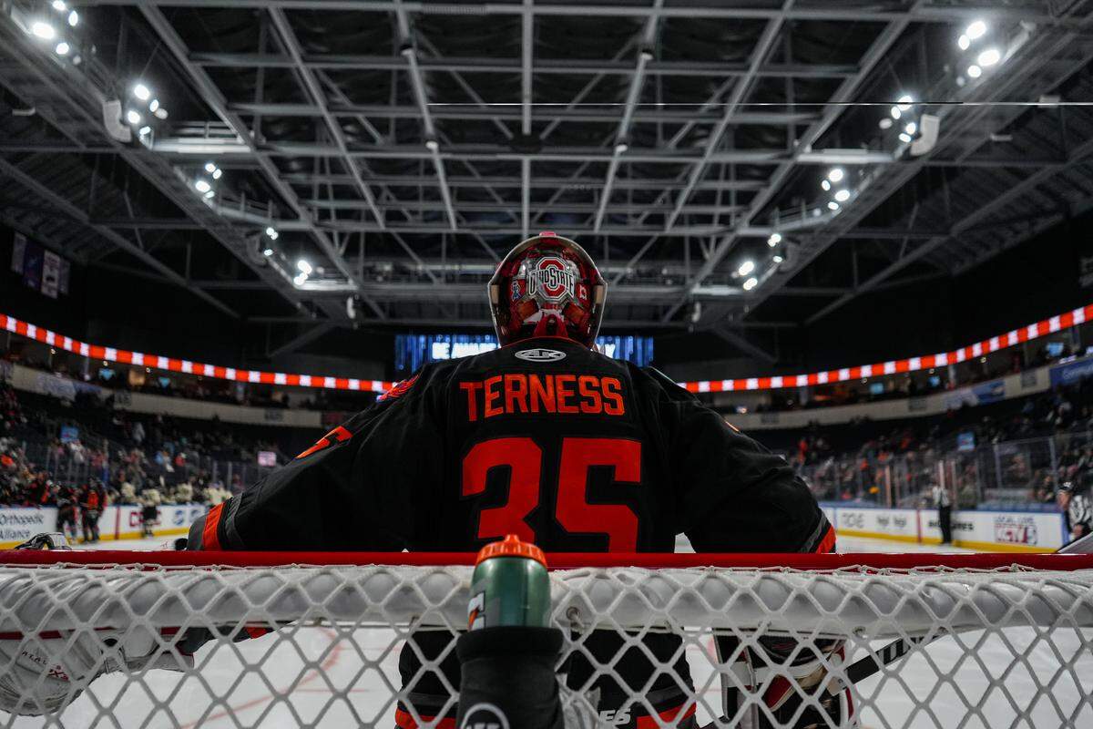 Kansas City Mavericks goalkeeper Logan Terness is pictured in this photo from the 2025-26 ECHL season.