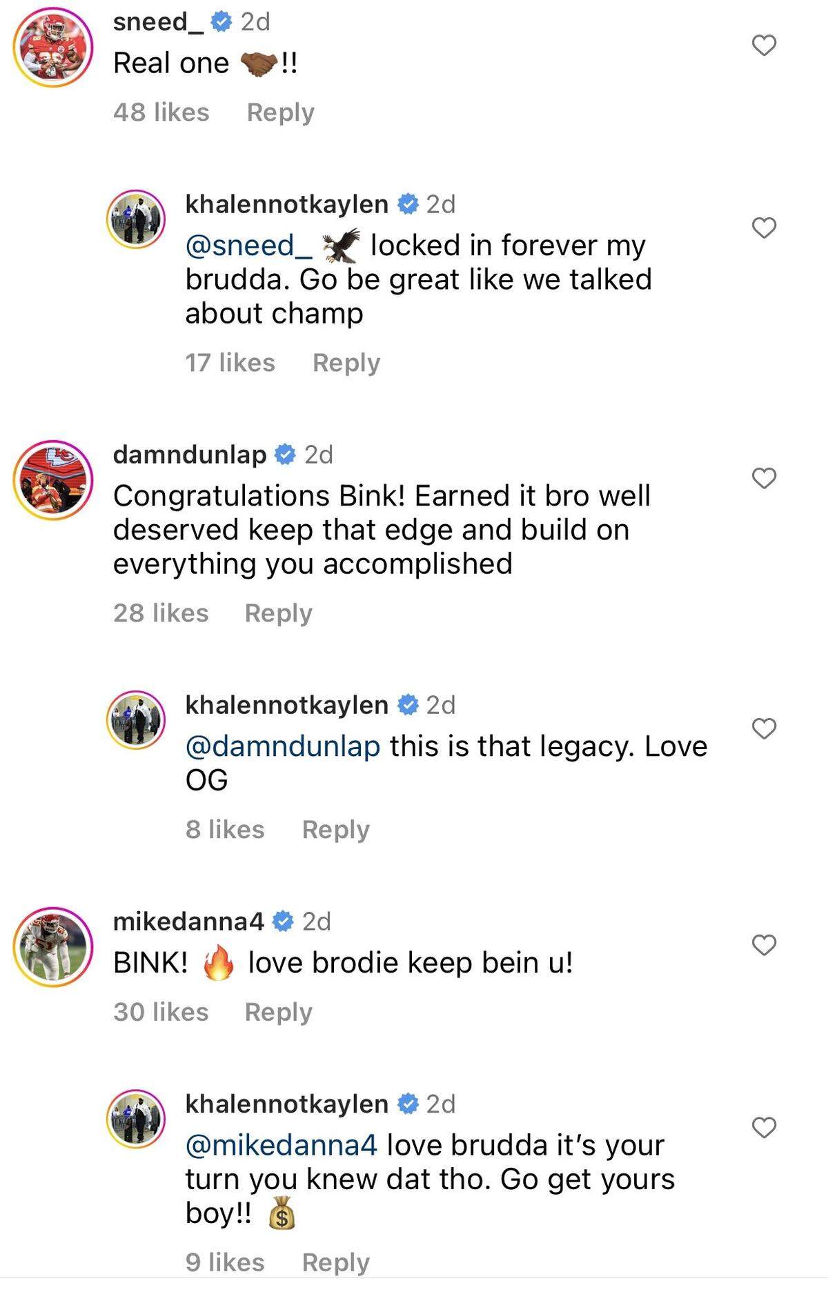 Chiefs players were happy for Saunders