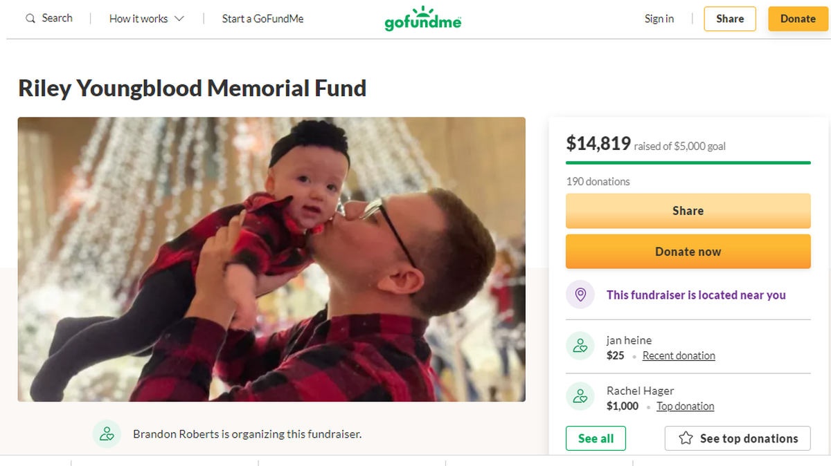 A GoFundMe has been launched to benefit the young daughter of Riley Youngblood, a 23-year-old fatally shot last week in Independence