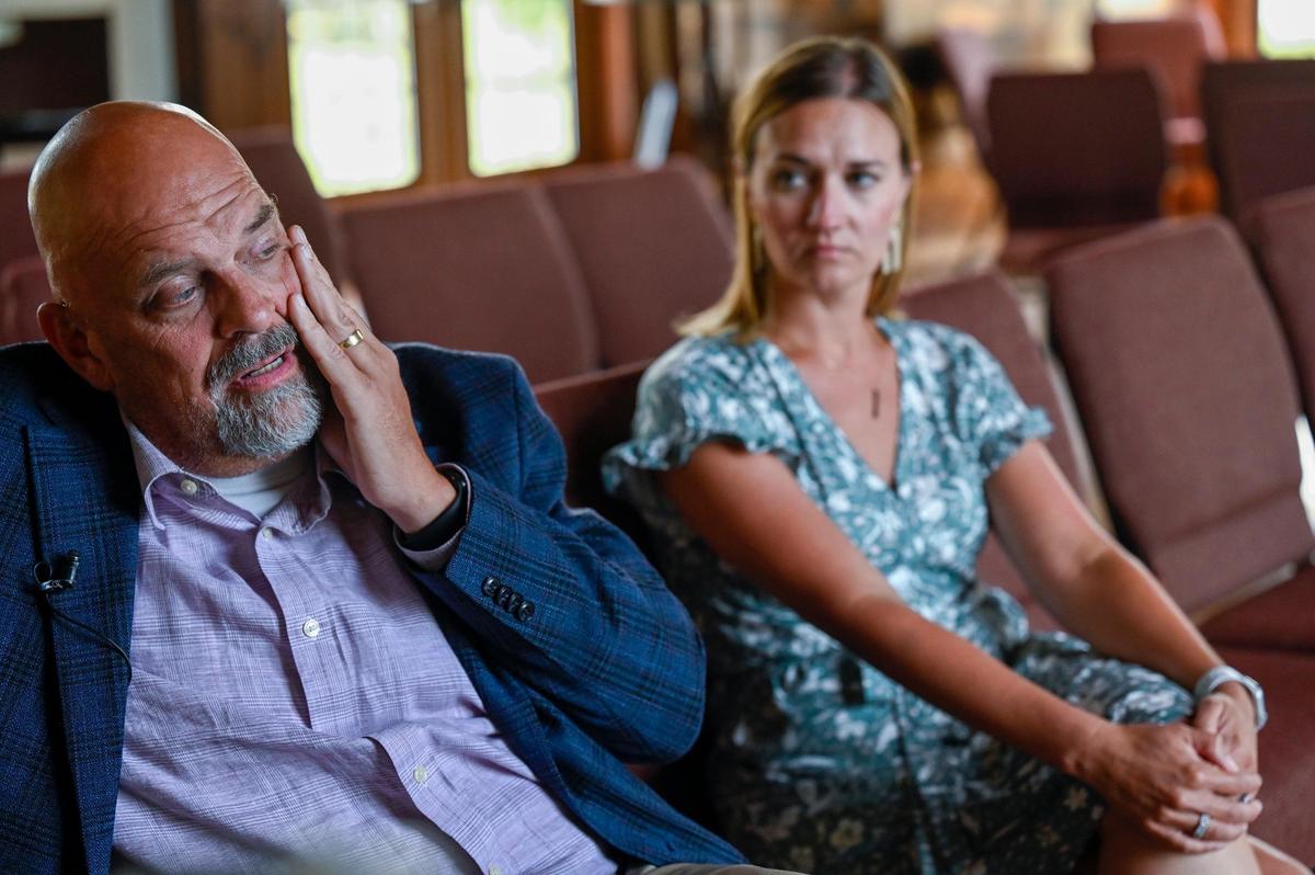 Kevin Schutte, pastor of Pathway Community Church in Olathe, and Lindsay Hicks, president and CEO of Habitat for Humanity of Kansas City, talk about neighborhood opposition they’ve received for a proposed affordable housing project at 159th and Black Bob Road.