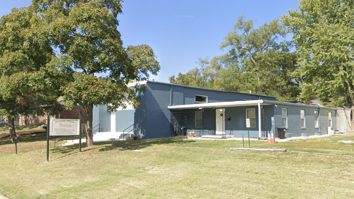 A photo of outside Iglesia Cristiana Bethel Church of God, which Kansas City, Kansas, police said was damaged by an illegal, homemade firework over the weekend.