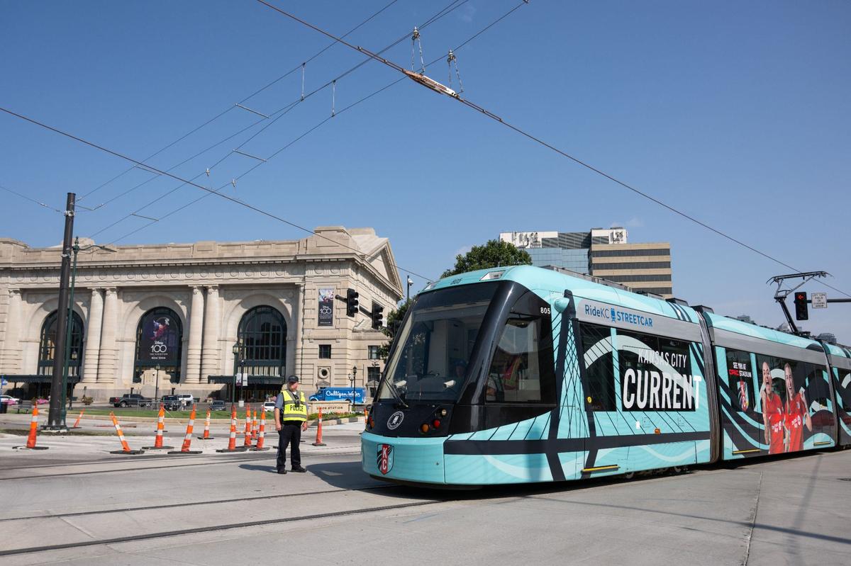 For the first time since 1957, a streetcar rolled on tracks down Main Street south of Pershing Road, after crews moved the streetcar 400 feet along the extension during testing.